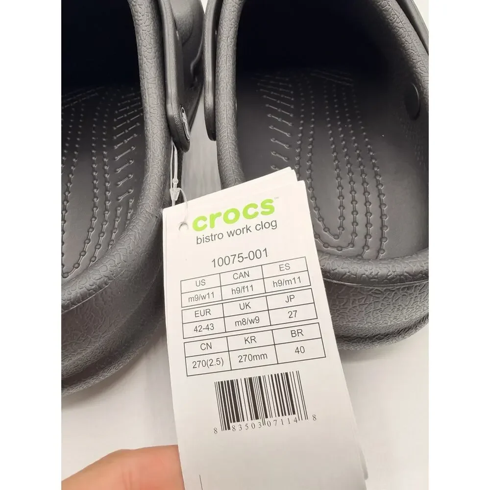 Crocs Bistro Work Clog Sandals Comfort 10075 Unisex Black M9 W11 NWT